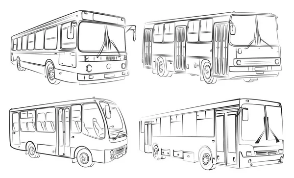 Sketches of buses. — Stock Vector