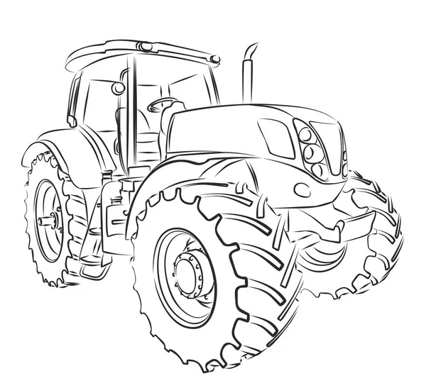 The Tractor Sketch. — Stock Vector