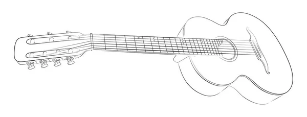 Een schets van de gitaar. — Stockvector