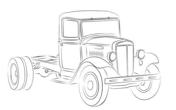 오래 된 트럭 스케치. — 스톡 벡터