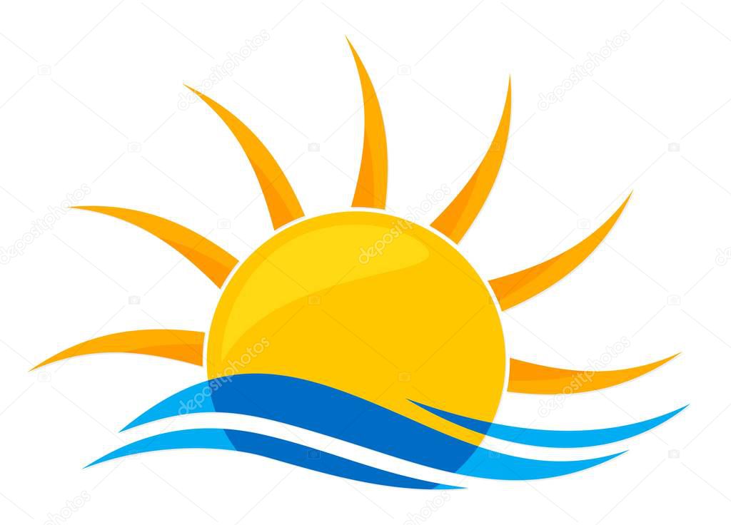Sun Logo and sea.
