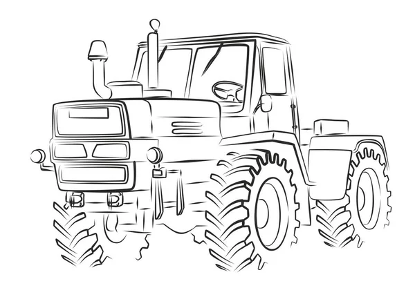 Le croquis du tracteur . — Image vectorielle