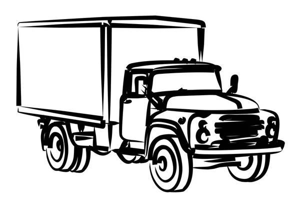 Skiss Den Gamla Stor Lastbilen — Stock vektor