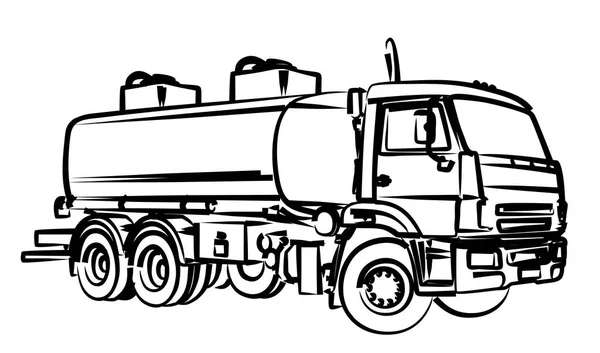 Croquis Gros Camion Carburant — Image vectorielle
