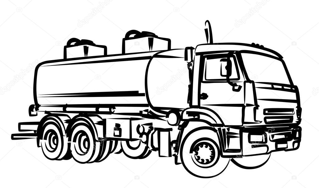 Sketch of a big fuel truck.