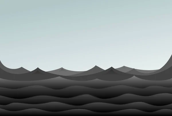 Mar Petróleo Negro Con Olas — Vector de stock