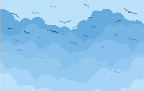Tło Niebieskie Chmury Ptaki — Wektor stockowy