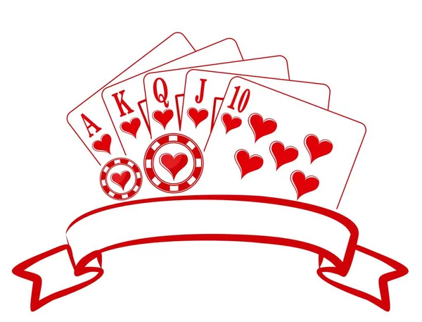 Símbolo Casino Con Cartas Contadores Juego — Vector de stock