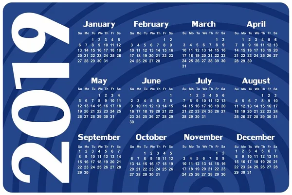 Kalendermall För Ett 2019 — Stock vektor