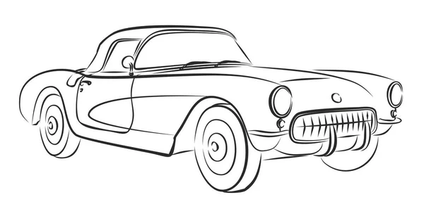 Sketch Old Retro Car — Stock Vector
