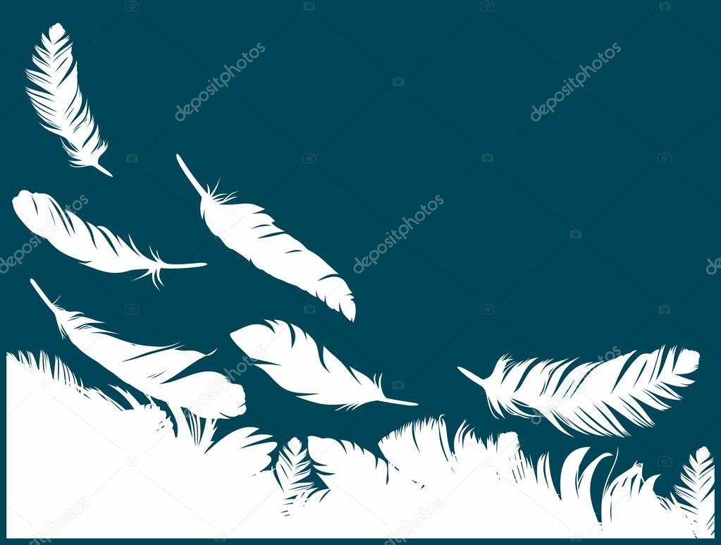 Background with a flying bird feathers.
