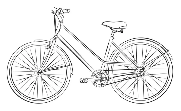 Skiss Gammalt Sport Cykel — Stock vektor