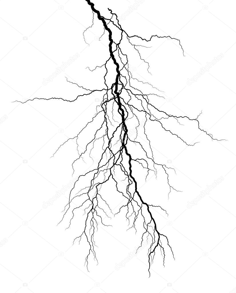 A lightning stroke in the night sky.