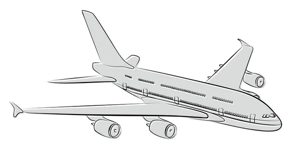 Sketch Big Passenger Airliner — Stock Vector