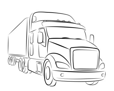 Büyük kamyon römork ile bir kroki.