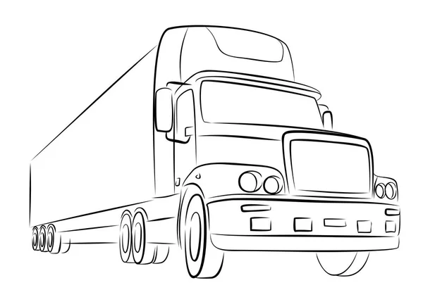 Sketch Big Truck Trailer — Stock Vector