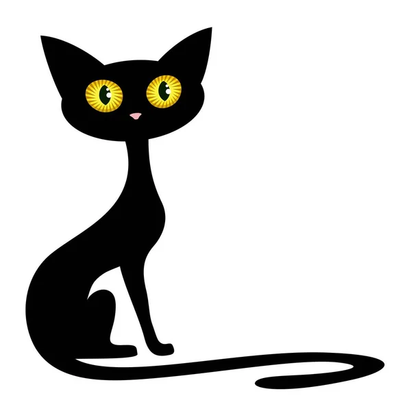 Silueta Černá Kočka Domácí — Stockový vektor