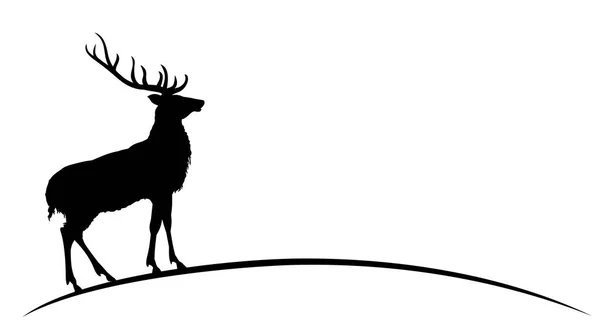 Een Silhouet Van Een Wild Hert Met Hoorns — Stockvector