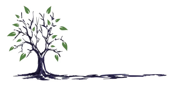 Schiță Copac Frunze Verzi — Vector de stoc