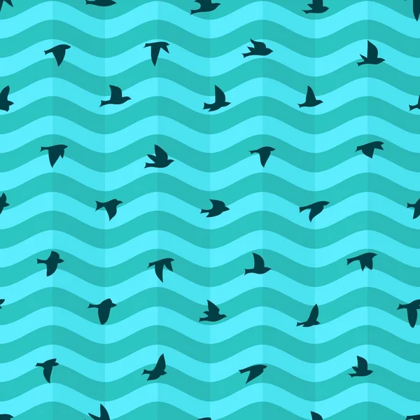 Ein Nahtloser Hintergrund Mit Meer Und Vögeln — Stockvektor