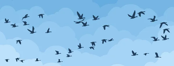 Vol Oiseaux Dans Ciel — Image vectorielle