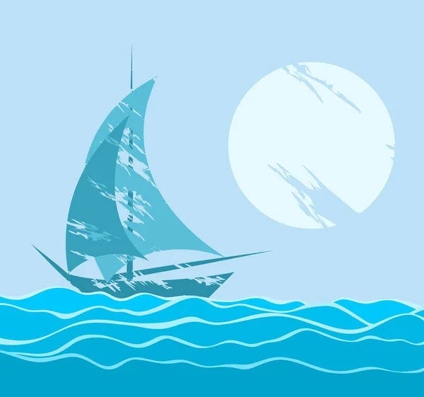 Море Яхтой — стоковый вектор