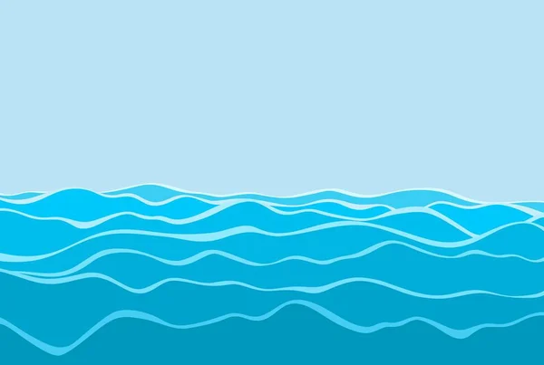 Horizonte Marino Con Grandes Olas — Vector de stock