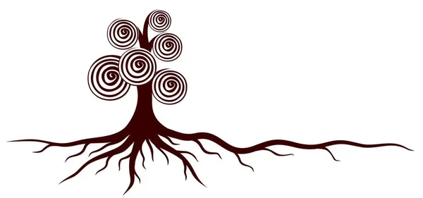 Bir Ağaç Logo Bukleler Kökleri Ile — Stok Vektör