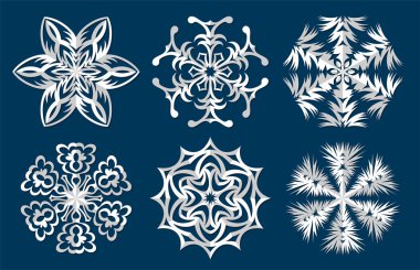 Farklı desenleri ile kar taneleri kümesi.