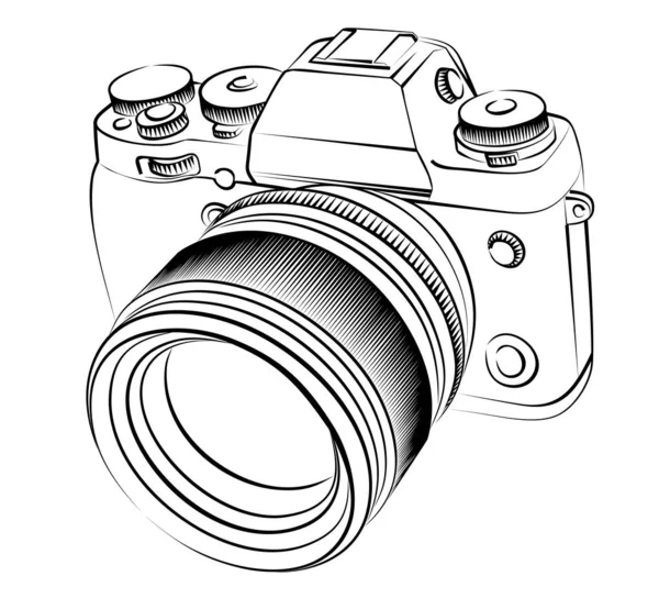 Boceto Vieja Cámara Slr — Vector de stock