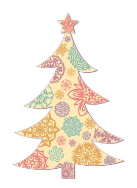 Yeni yıl ağacı olan bir tebrik kartı.