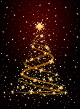 Yeni yıl ağacı olan bir tebrik kartı.