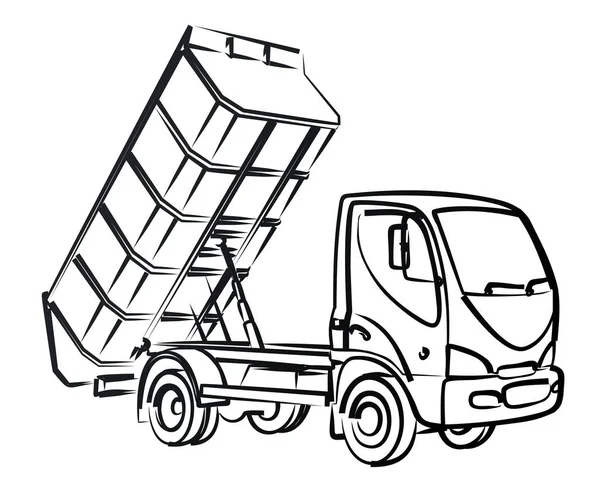 Sketch Mini Dump Truck — Stock Vector