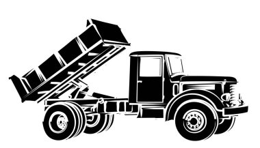 Sketch of the big old dump truck. clipart