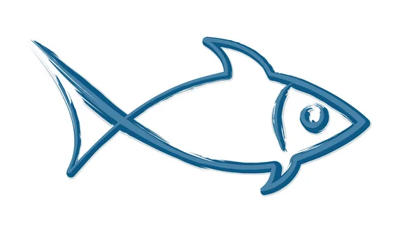 Símbolo Los Peces Marinos Azules — Vector de stock