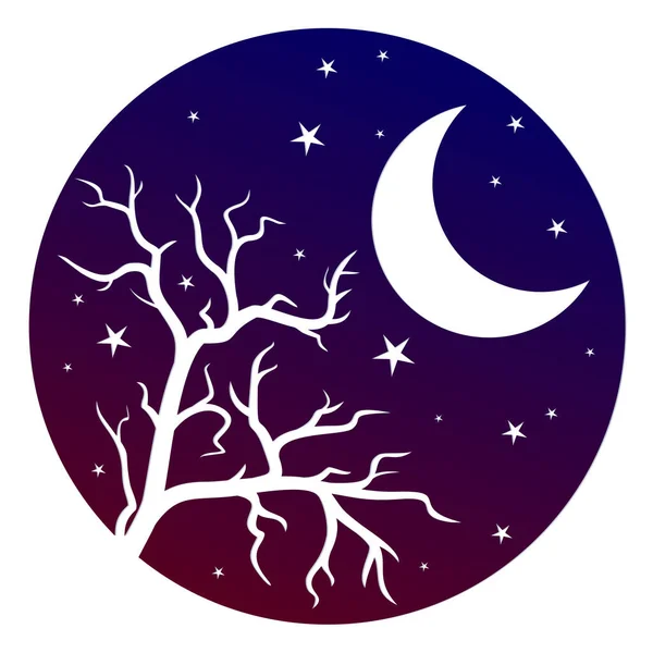 Symbol Moon Tree — Stock Vector