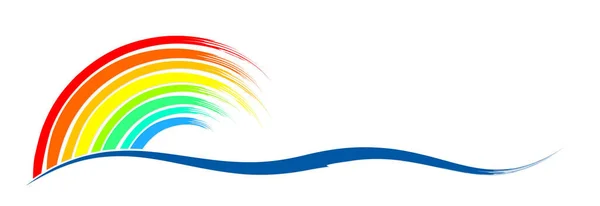 青い波の虹のシンボル — ストックベクタ