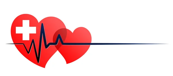 Símbolo Coração Vermelho Com Cardiograma — Vetor de Stock