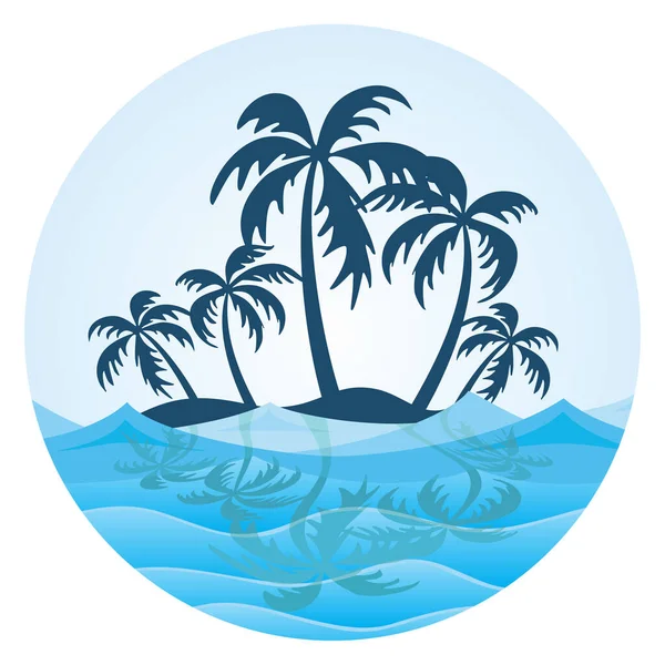 Das Symbol Der Tropischen Insel Mit Palmen Und Meer — Stockvektor