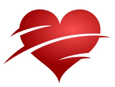 Biçimli kırmızı kalbin sembolü..