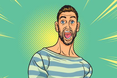 Shocked hipster bearded American businessman with comic cloud.sc