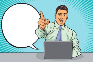 Businessman you gesture. Pop art retro illustration vintage kits