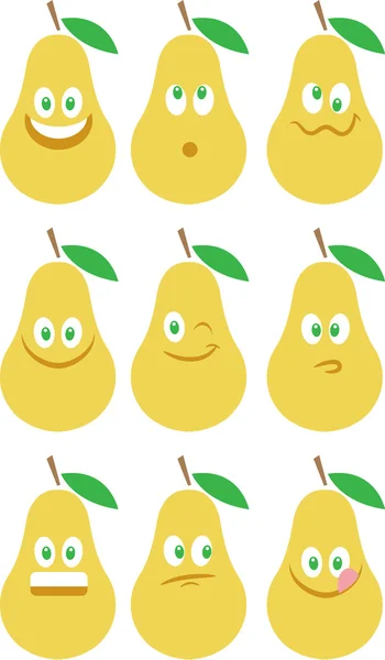 Emoticon di pera cartone animato — Vettoriale Stock