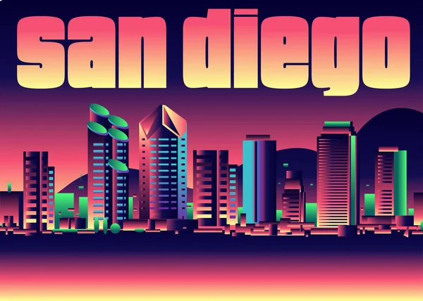 San Diego panoramę wektor — Wektor stockowy