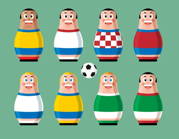Futbol Matryoshka maskotlar — Stok Vektör