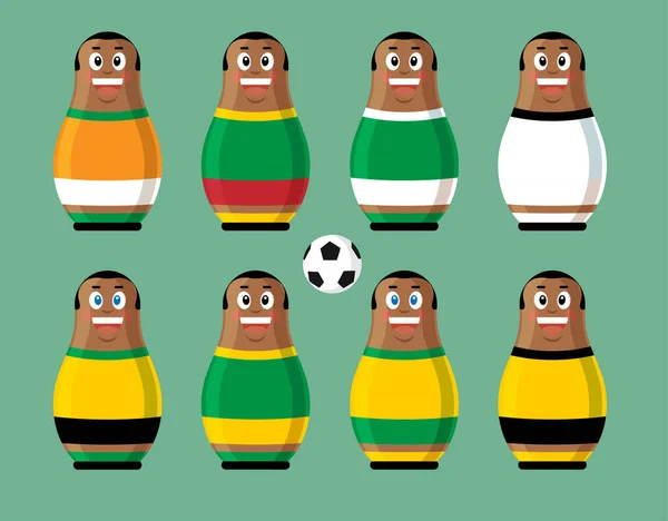 Mascottes de Soccer Matryoshka — Image vectorielle