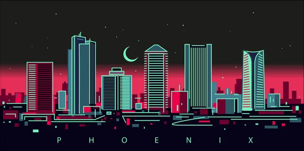 Phoenix Arizone natt skyline — Stock vektor