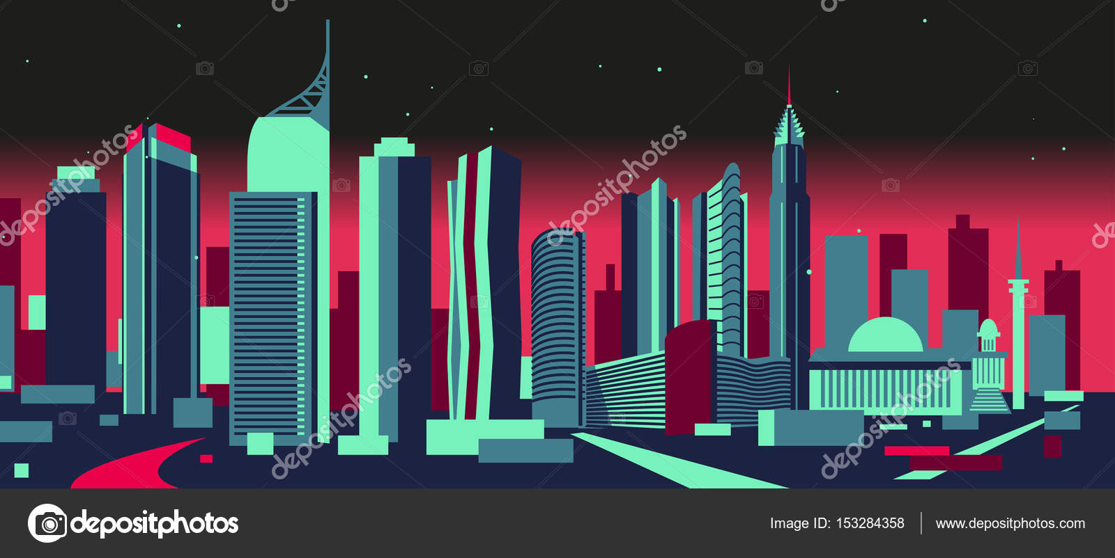 Jakarta vector skyline — Stock Vector © mauromod #153284358