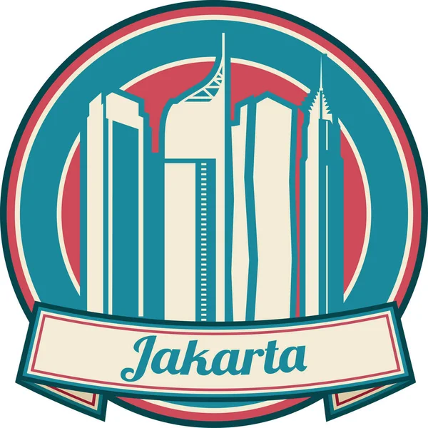 Garis langit vektor Jakarta - Stok Vektor