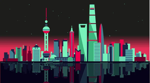 Skyline de Shanghai China — Vector de stock